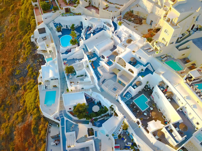 Image de Santorin en Grèce par un drône